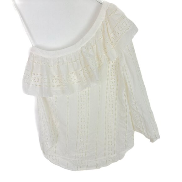 Veronica Beard Cruz Eyelet One Shoulder Top Ivory White Size 4 EUC - Picture 2 of 14